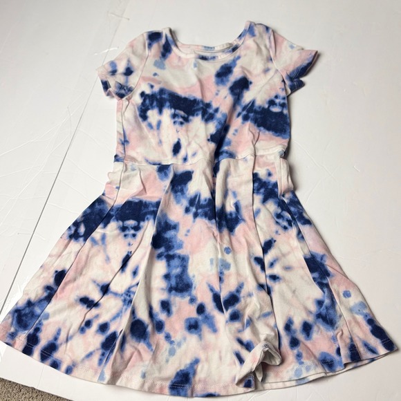 The Children's Place Other - 4T Tie Dye Short Sleeve Play Casual Dress‎ Blue Pink Spring Watercolor Spring
